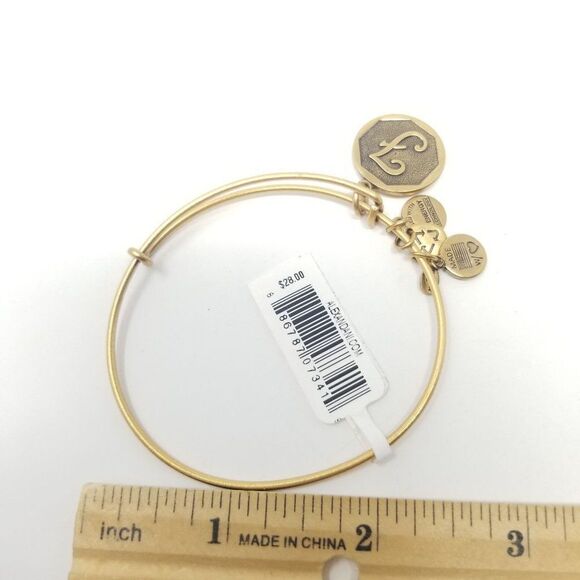 NWT Alex and Ani Letter F Monogram Initial Bracelet, Gold Tone, Metal - Picture 3 of 5